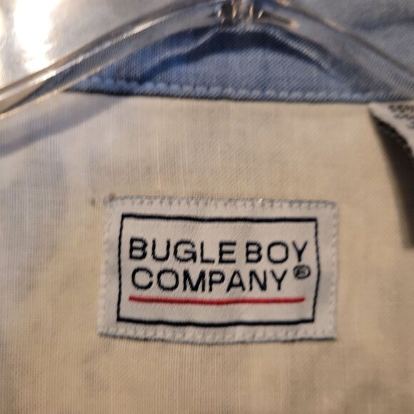 Vintage Bugle Boy Button Up Shirt Greenish Gray Print Adult Large Cotton Blend - Picture 4 of 6
